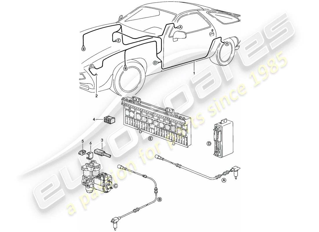 un schéma de pièces du catalogue de pièces porsche 928