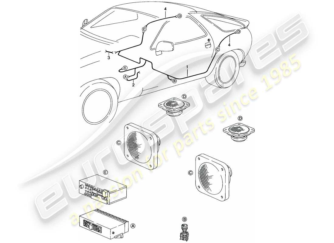 un schéma de pièces du catalogue de pièces porsche 928