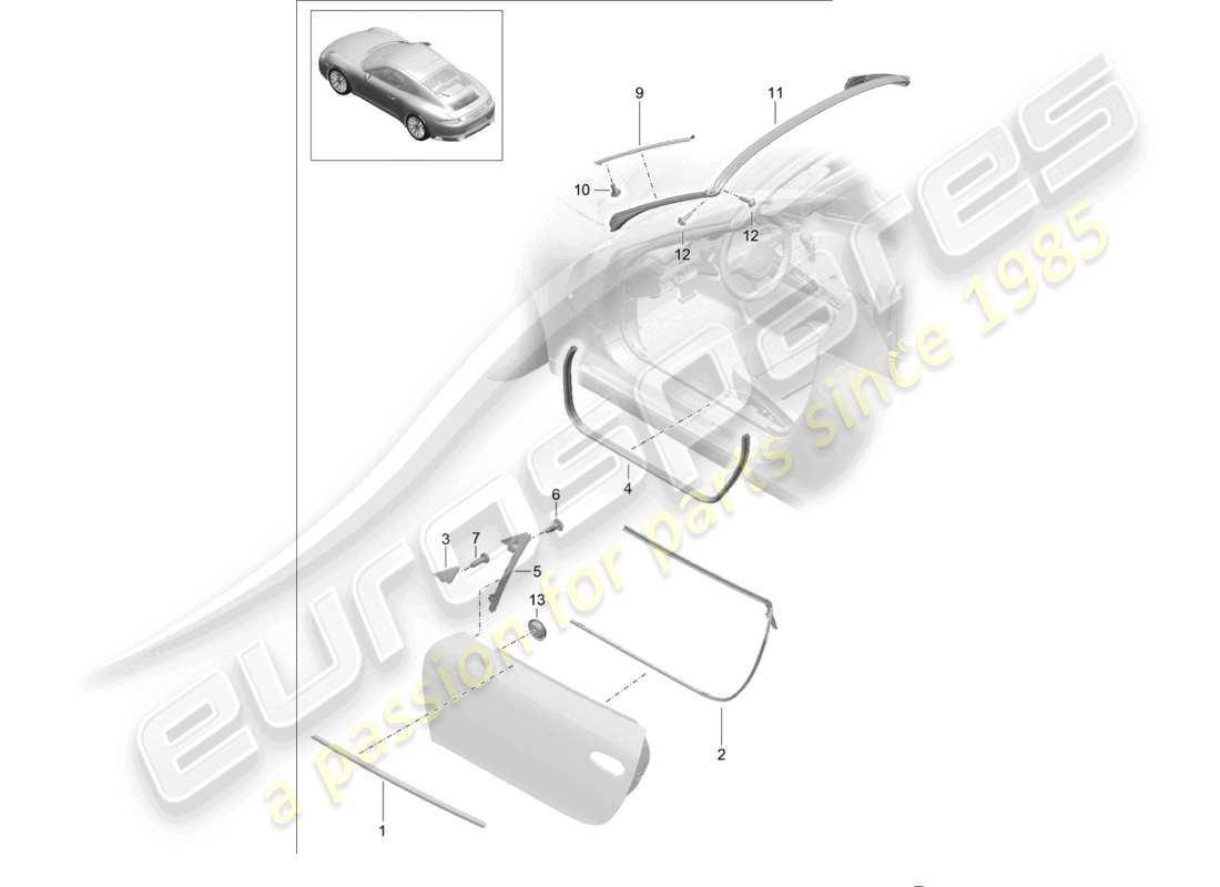 un schéma de pièces du catalogue de pièces porsche 991