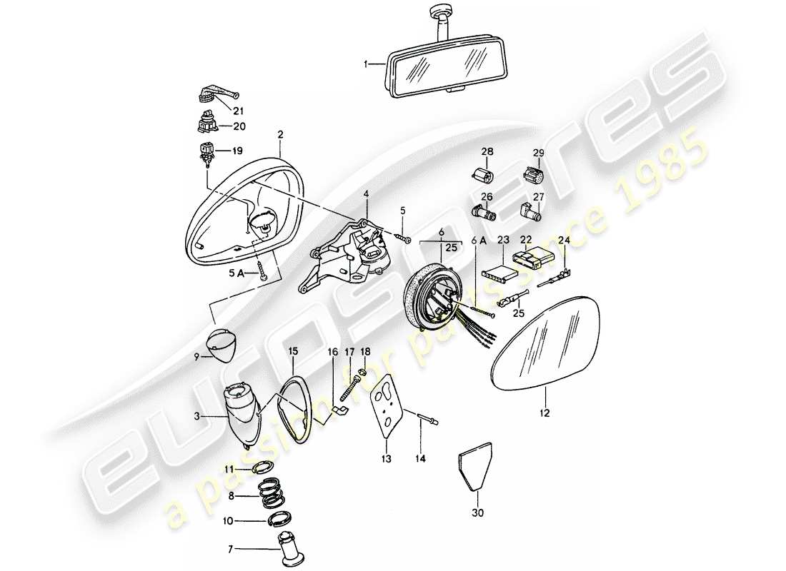 un schéma de pièces du catalogue de pièces porsche 964