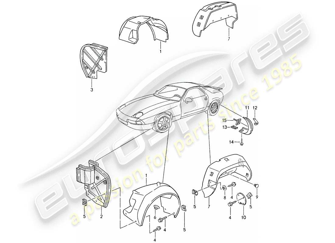 un schéma de pièces du catalogue de pièces porsche 1992 (928)