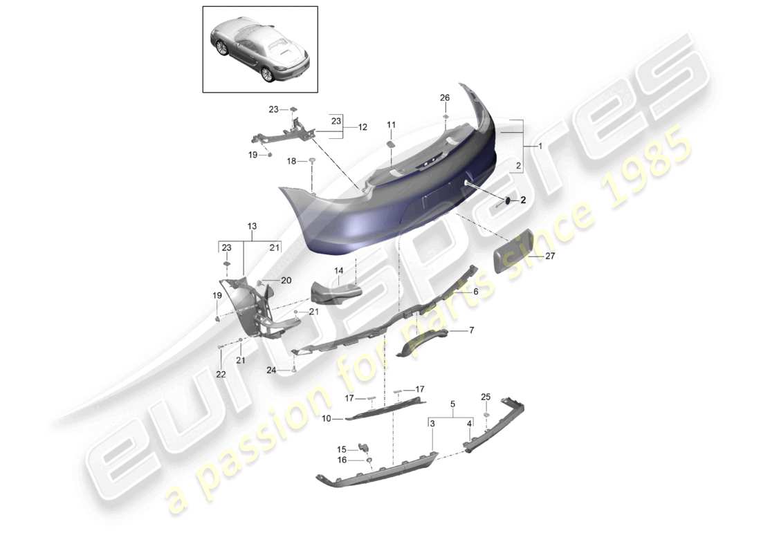 un schéma de pièces du catalogue de pièces porsche 2013 (981 boxster)