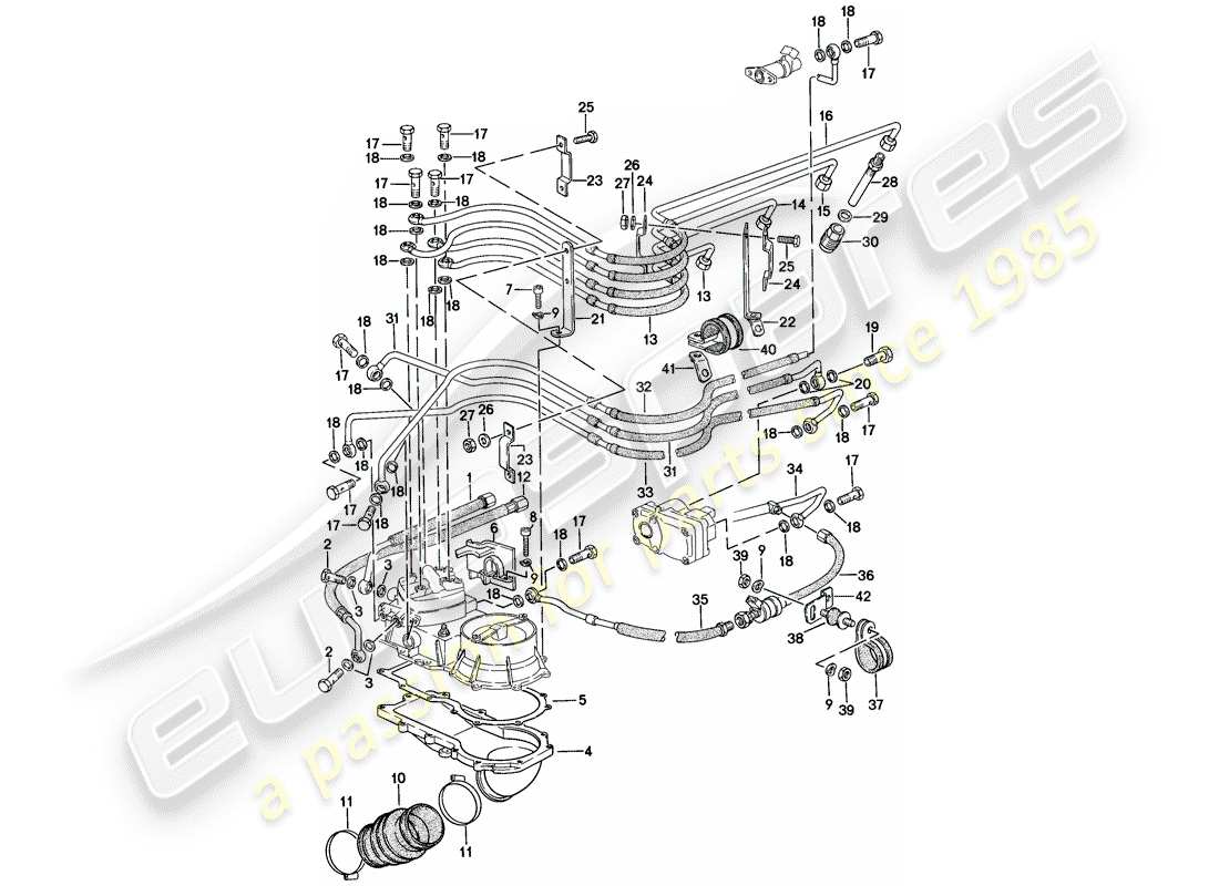 un schéma de pièces du catalogue de pièces porsche 924