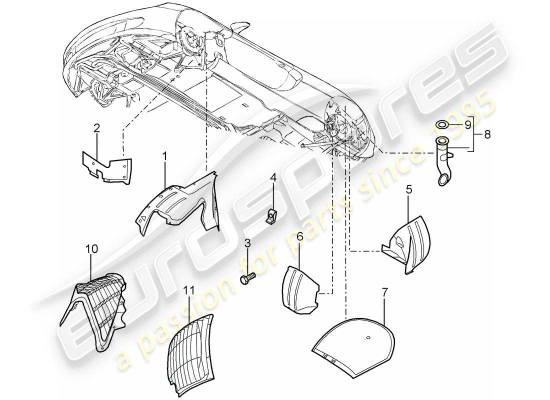 un schéma de pièces du catalogue de pièces porsche carrera gt