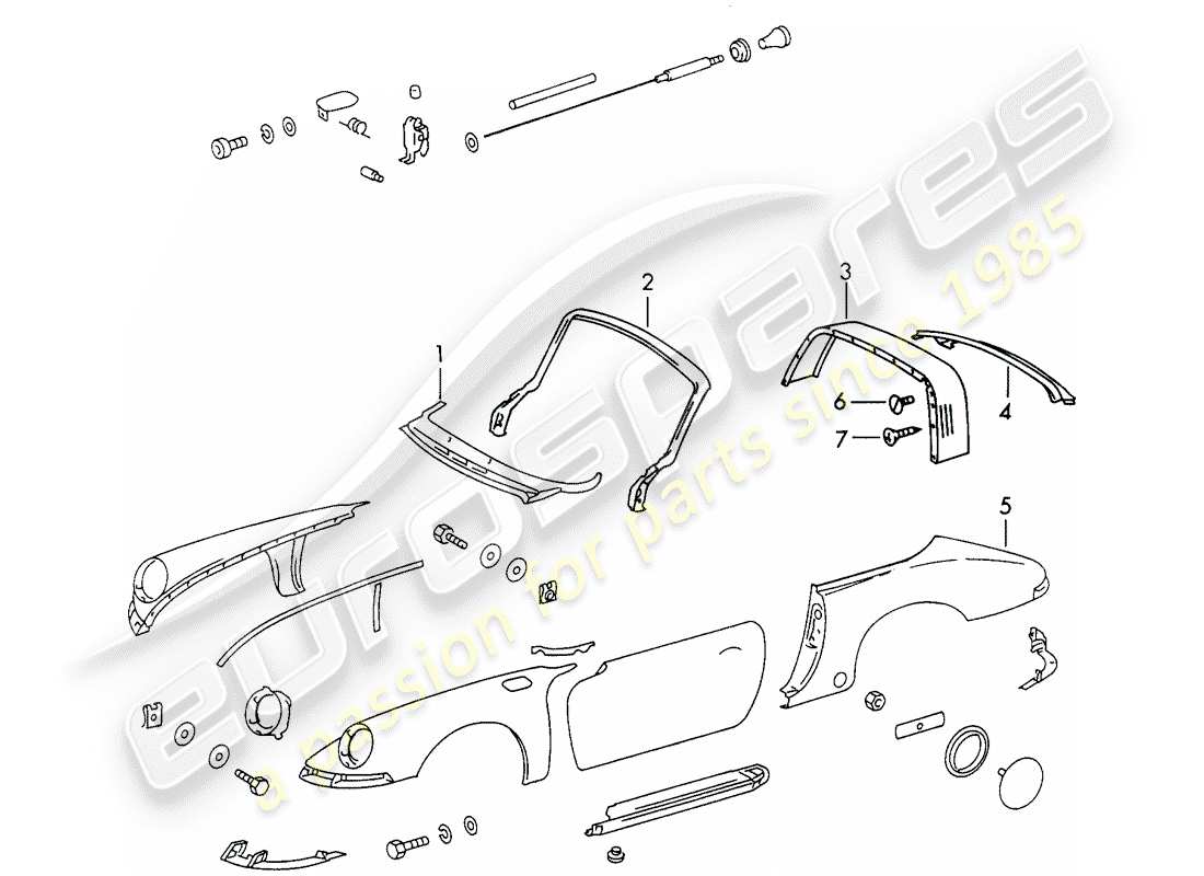 un schéma de pièces du catalogue de pièces porsche 911