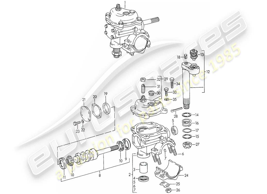 un schéma de pièces du catalogue de pièces porsche 356