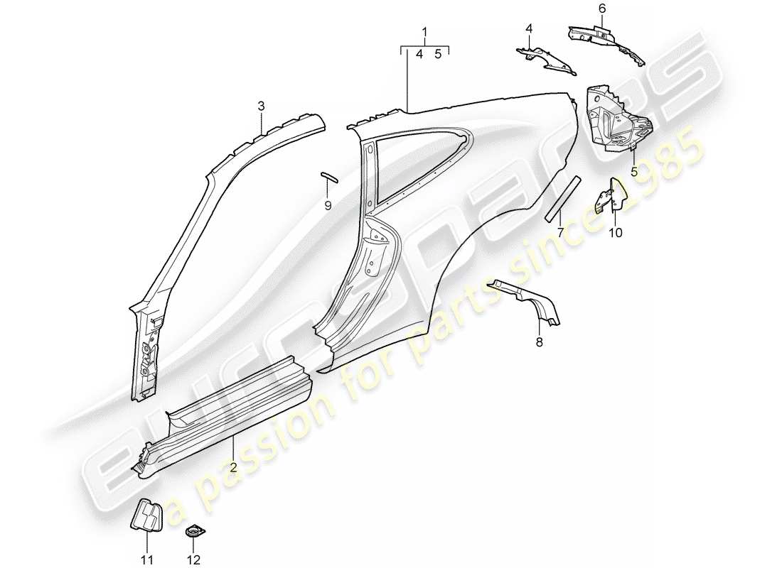 un schéma de pièces du catalogue de pièces porsche 997