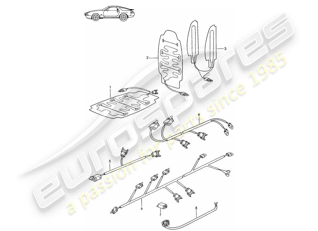 un schéma de pièces du catalogue de pièces porsche 1992 (seats for 944/968/911/928)