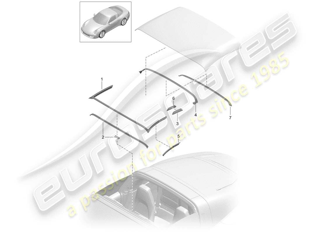 un schéma de pièces du catalogue de pièces porsche 2014 (991-1)