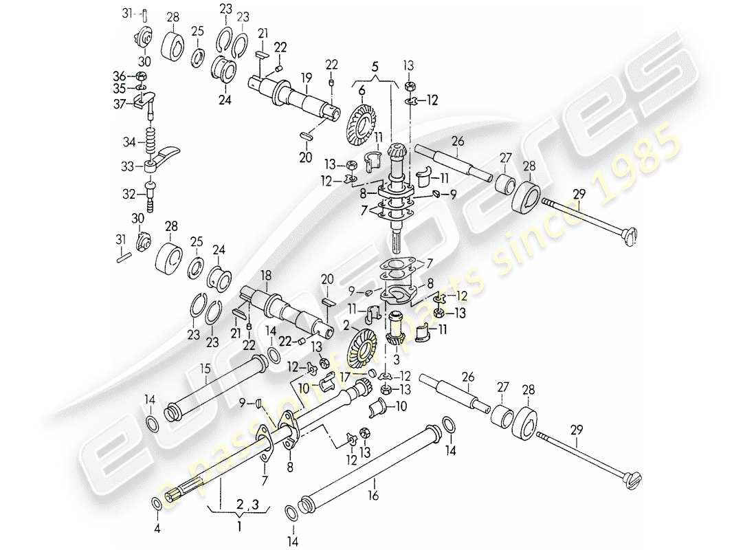 un schéma de pièces du catalogue de pièces porsche 356