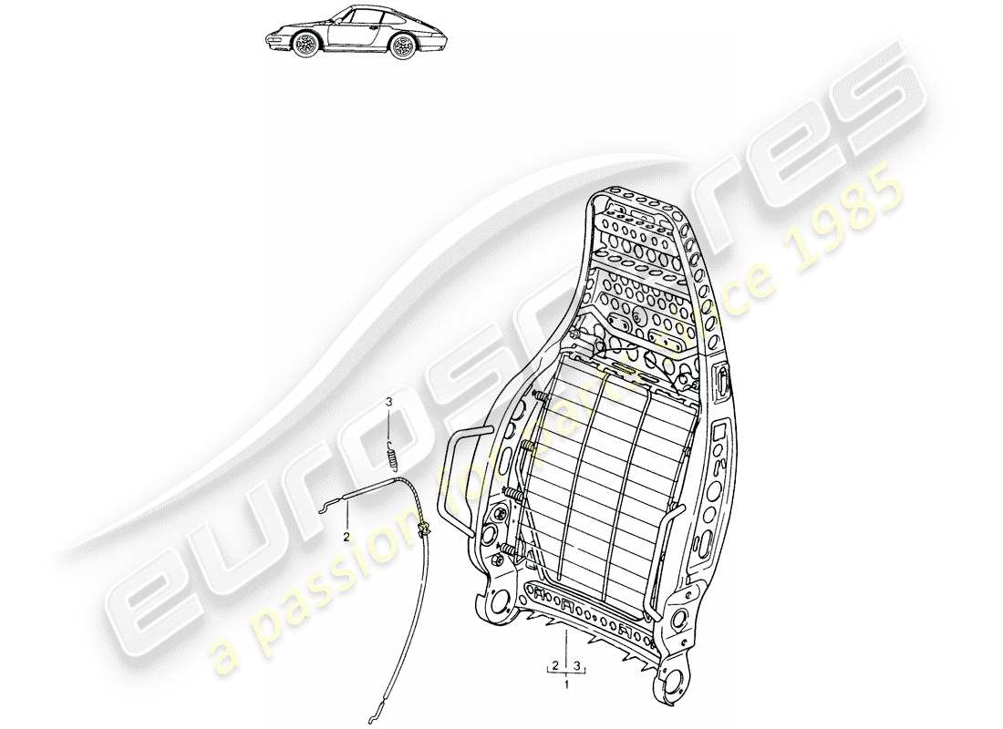 un schéma de pièces du catalogue de pièces porsche 1997 (seats for 944/968/911/928)