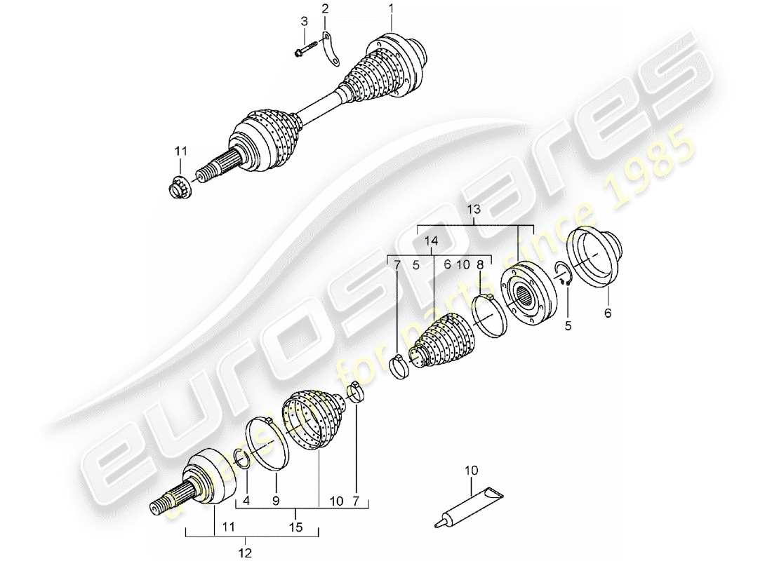 porsche 2005 (cayenne e1 9pa) arbre de transmission schéma des pièces