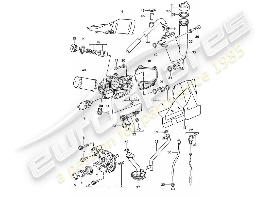 porsche 1990 (944) lubrification du moteur schéma des pièces