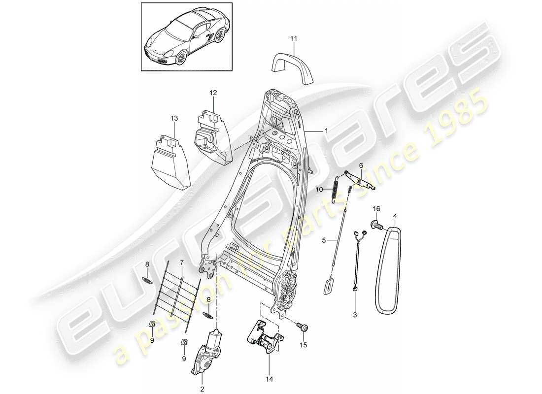 porsche 2009 (987 cayman) cadre de dossier schéma des pièces