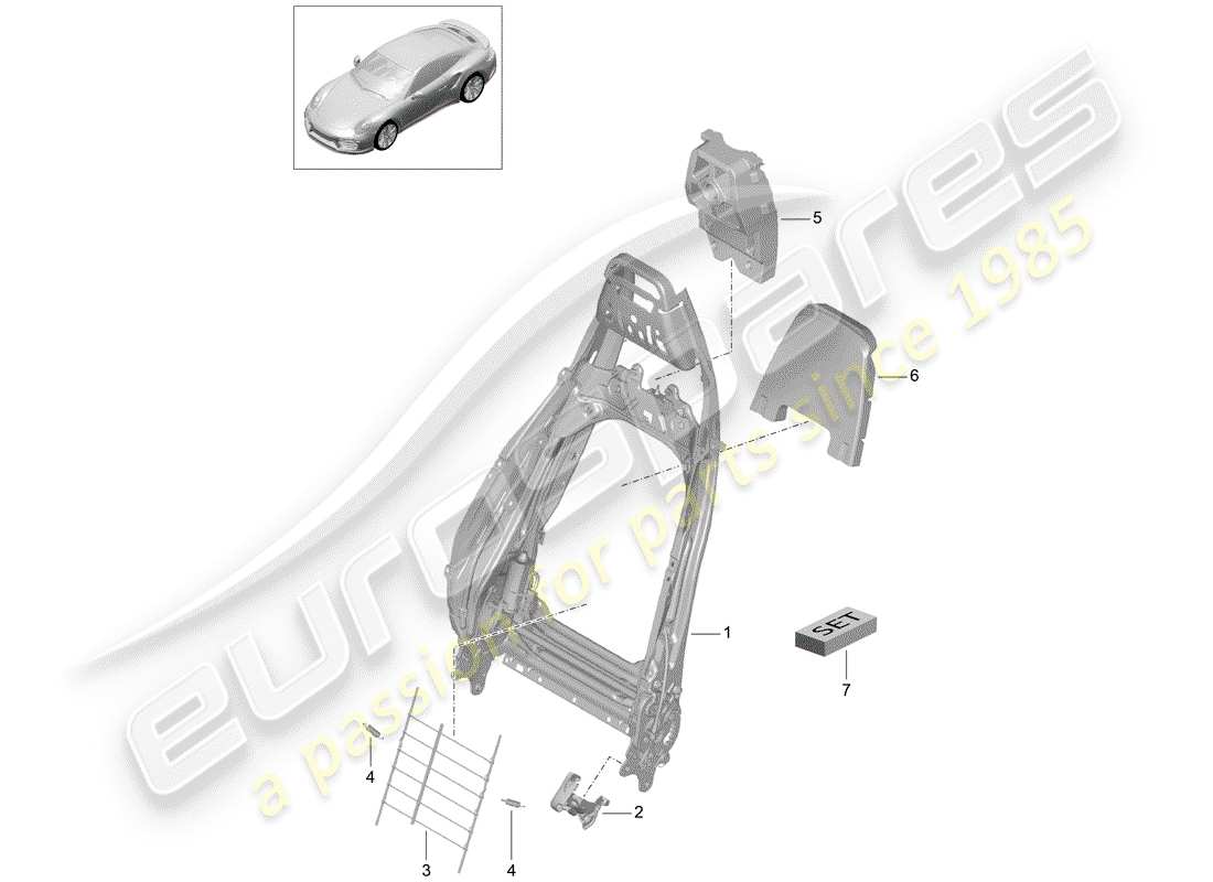 porsche 2016 (991-1 turbo) cadre - dossier schéma des pièces