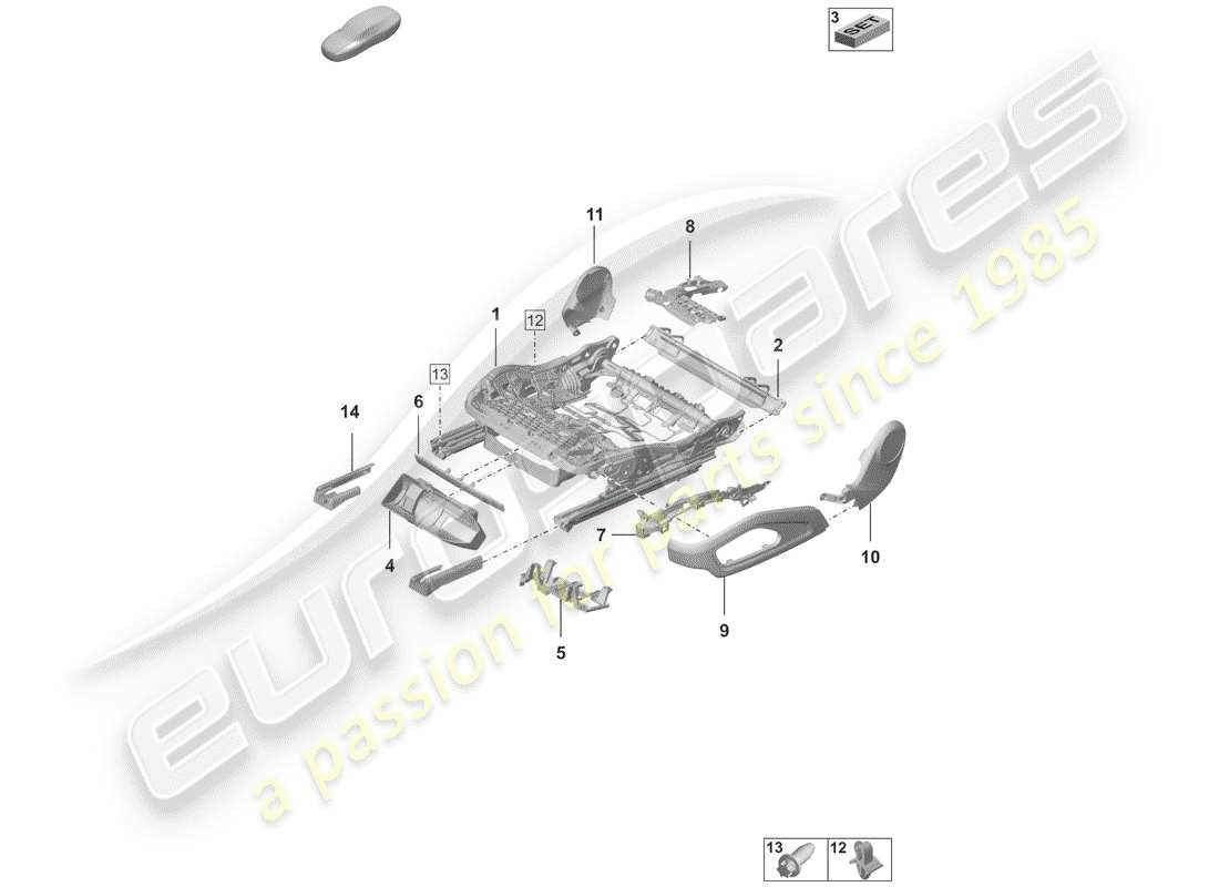 porsche 2019 (992-1) cadre de siège schéma des pièces