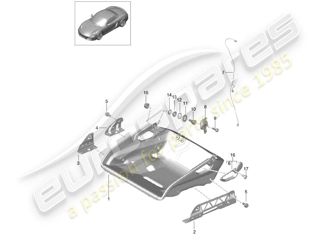 porsche 2014 (981 boxster) siège schéma des pièces