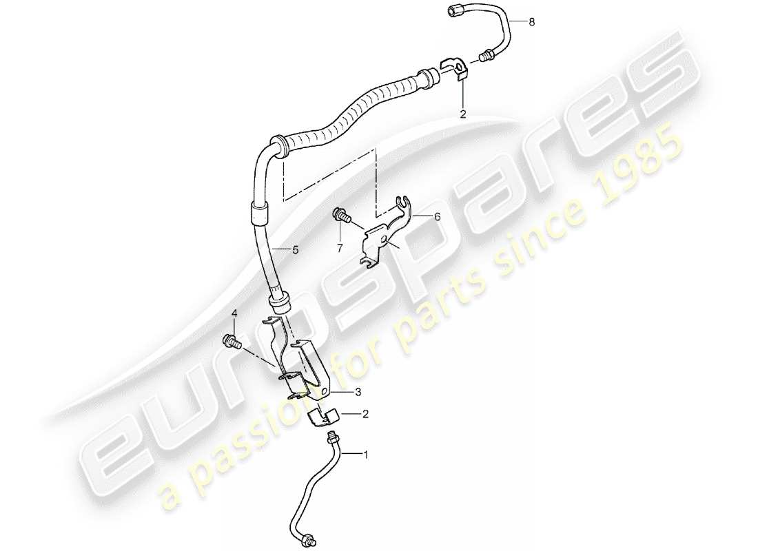 porsche 2005 (cayenne e1 9pa) conduite de frein schéma des pièces