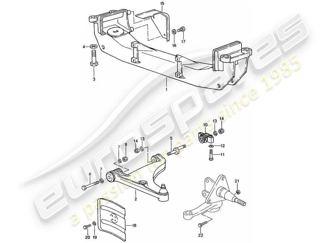 porsche 1990 (944) bras de commande de voie - traverse diagramme des pièces