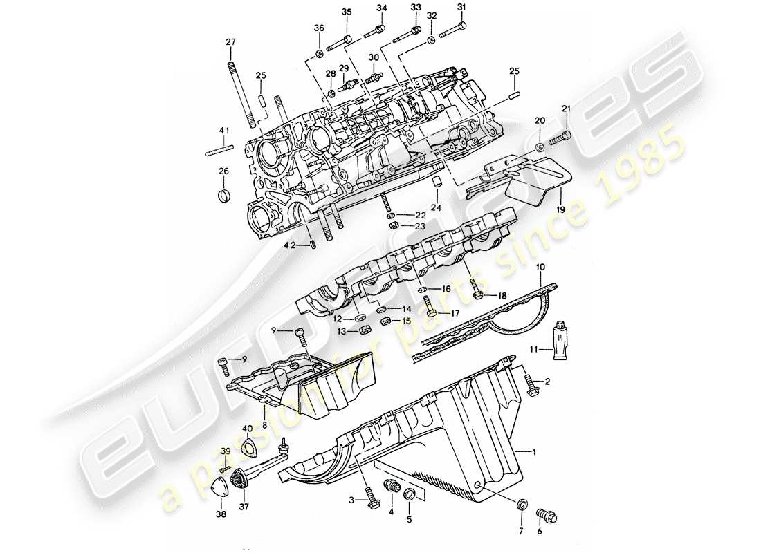 porsche 1993 (968) carter moteur - fixations schéma des pièces
