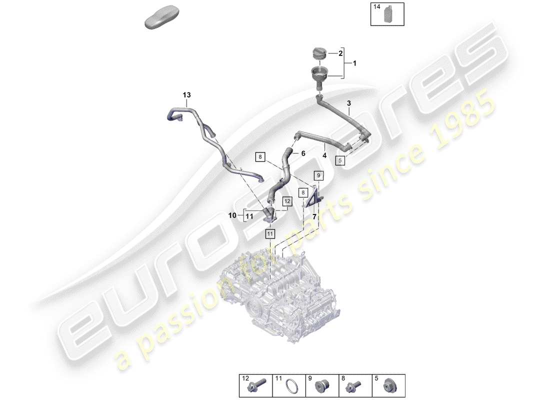 porsche 2019 (718 boxster spyder) moteur (presse à huile./lubrification.) schéma des pièces