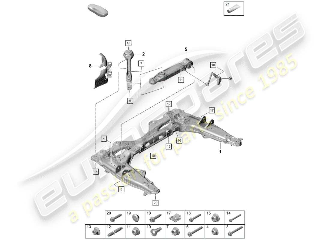 porsche 2020 (718 boxster spyder) diagramme des pièces de la traverse