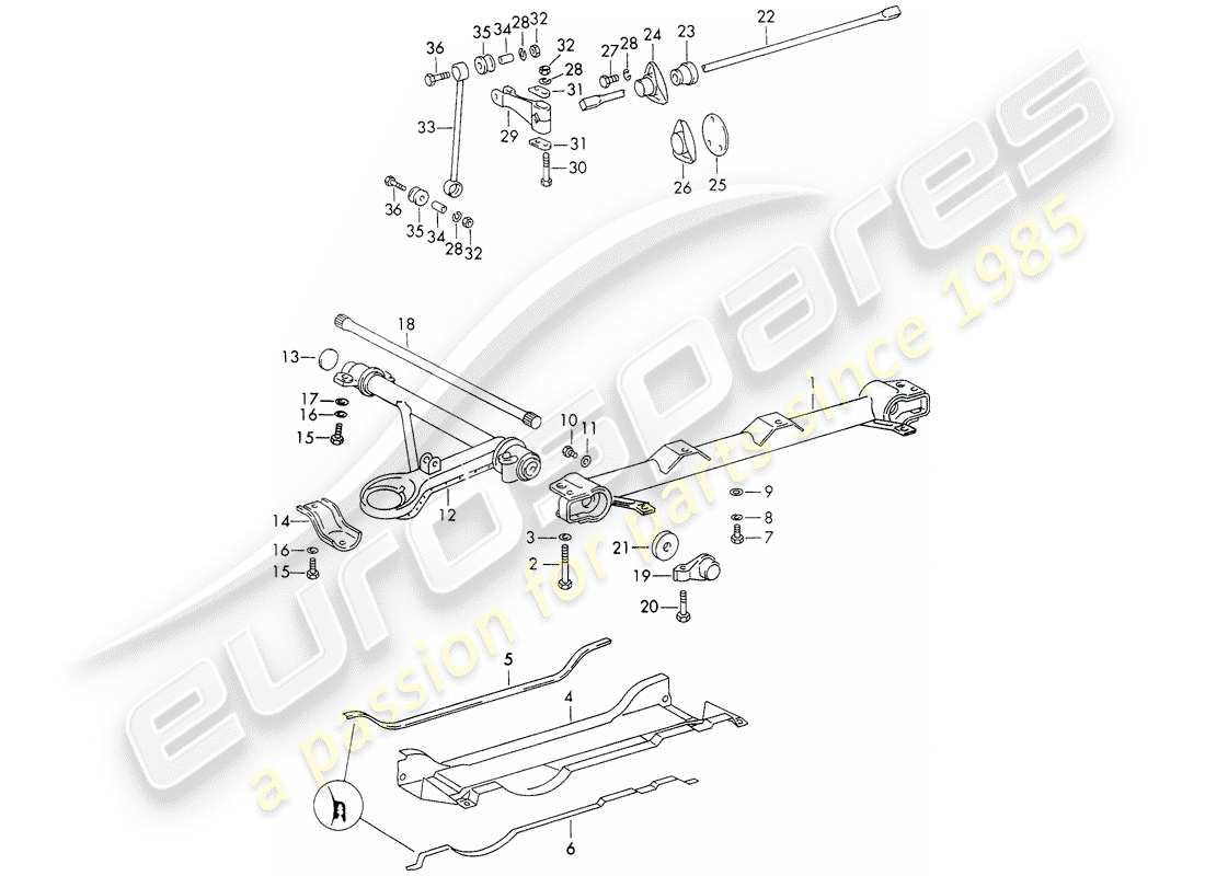 porsche 1965 (911/912) essieu avant - stabilisateur - d - mj 1969>> - mj 1969 schéma des pièces
