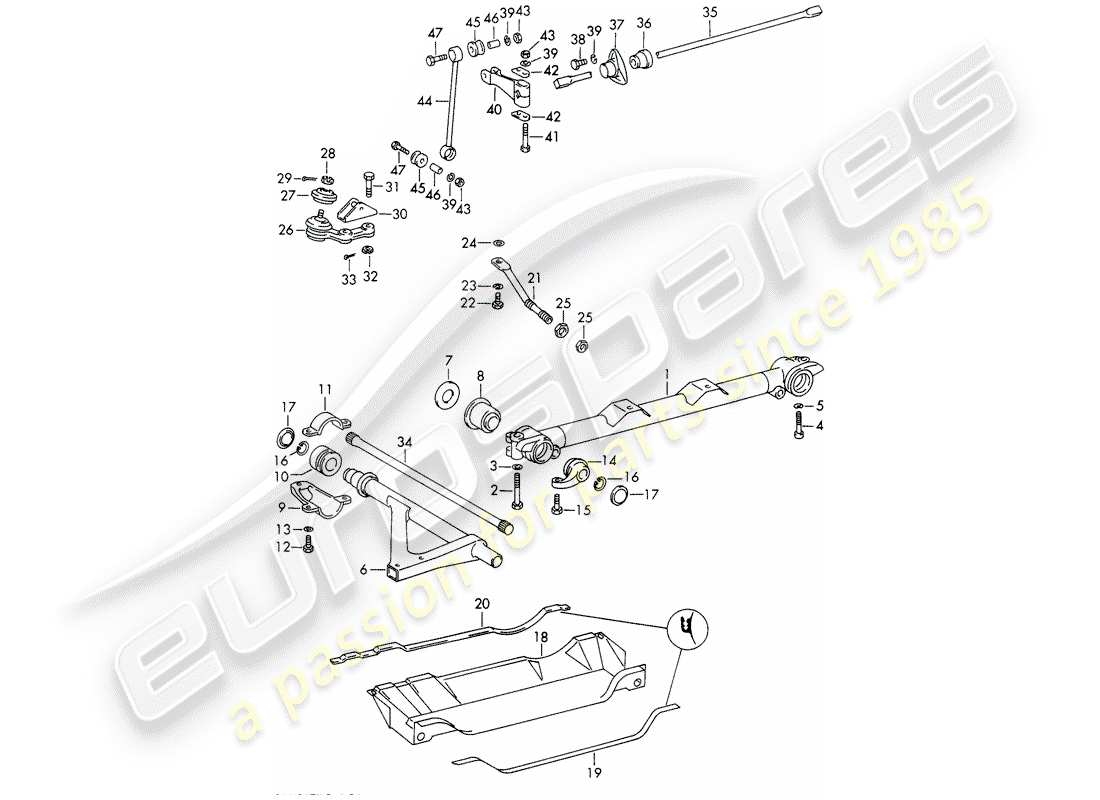 porsche 1965 (911/912) essieu avant - stabilisateur - d >> - mj 1967 schéma des pièces