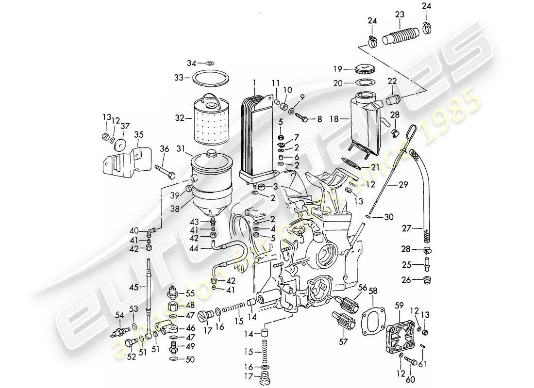 porsche 911/912 (1965) lubrification du moteur schéma des pièces