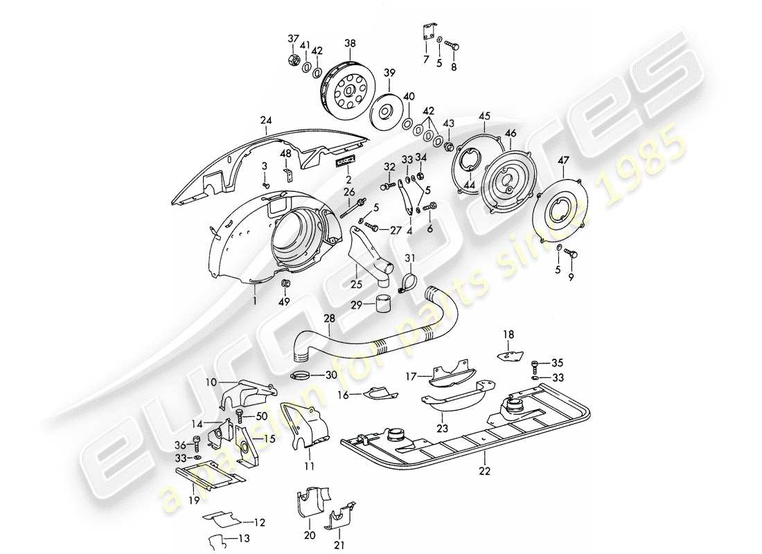 porsche 1965 (911/912) refroidissement par air - conduit d'air - et - couvercle moteur - pour - (s)(d) schéma des pièces