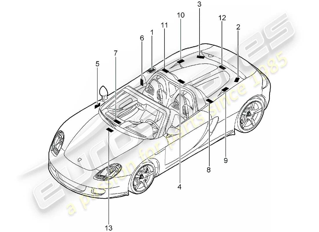 porsche 2005 (carrera gt) signes/avis schéma des pièces
