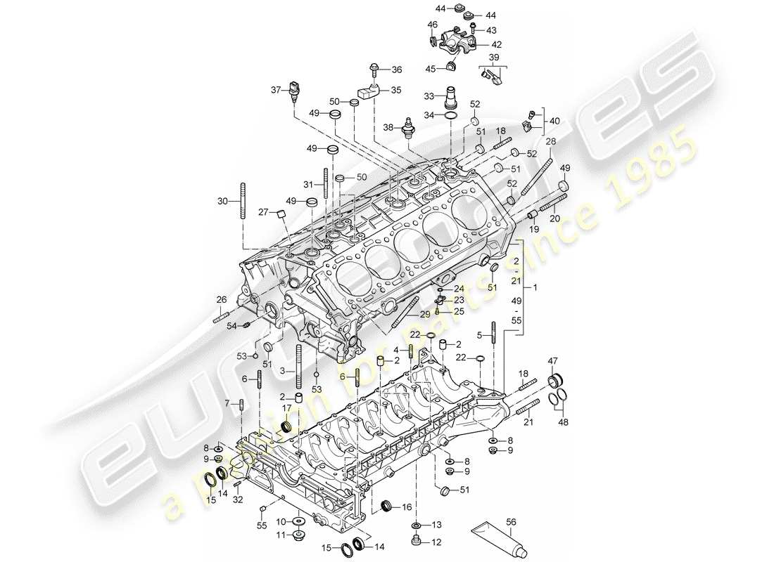 porsche 2005 (carrera gt) carter moteur - pièces individuelles schéma des pièces