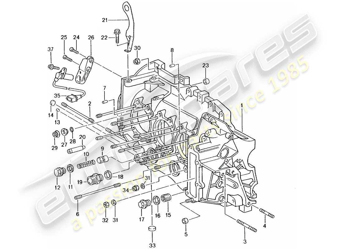 porsche 996 t/gt2 (2005) carter moteur schéma des pièces