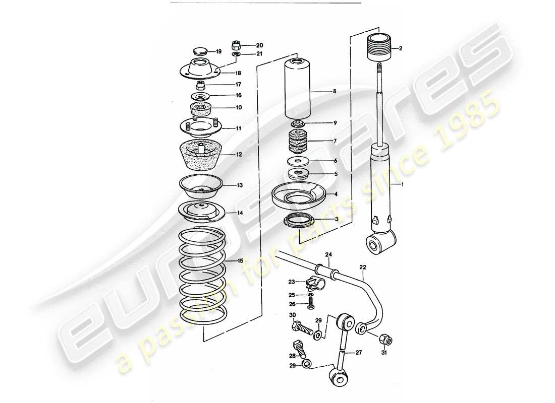 porsche 1992 (928) suspension - stabilisateur schéma des pièces