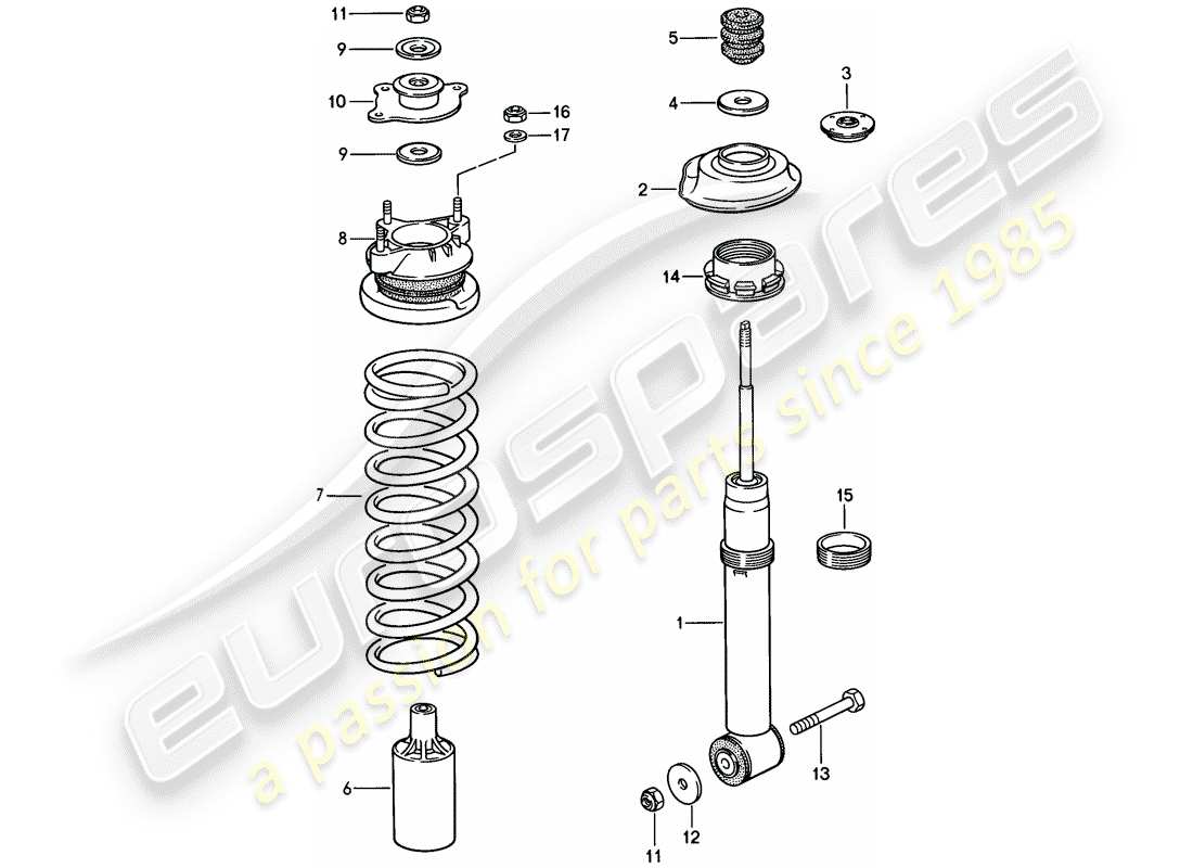 porsche 1983 (928) suspension - essieu avant - f 92-es840 219>> - f 92-es849 567>> - d >> - mj 1985 schéma des pièces