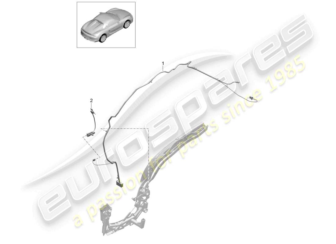 porsche 2020 (718 boxster) ensemble de câbles pour capote décapotable schéma des pièces