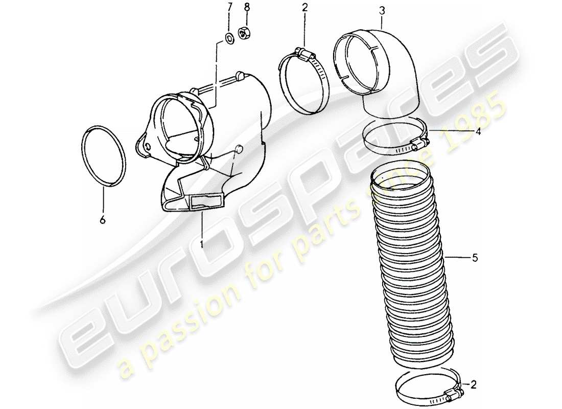 porsche 1993 (964) alimentation en air de chauffage schéma des pièces