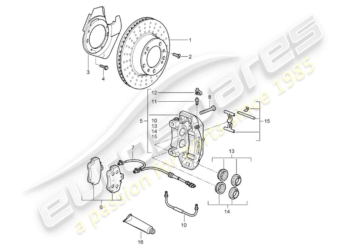 porsche 2006 (987 boxster) frein à disque essieu avant schéma des pièces