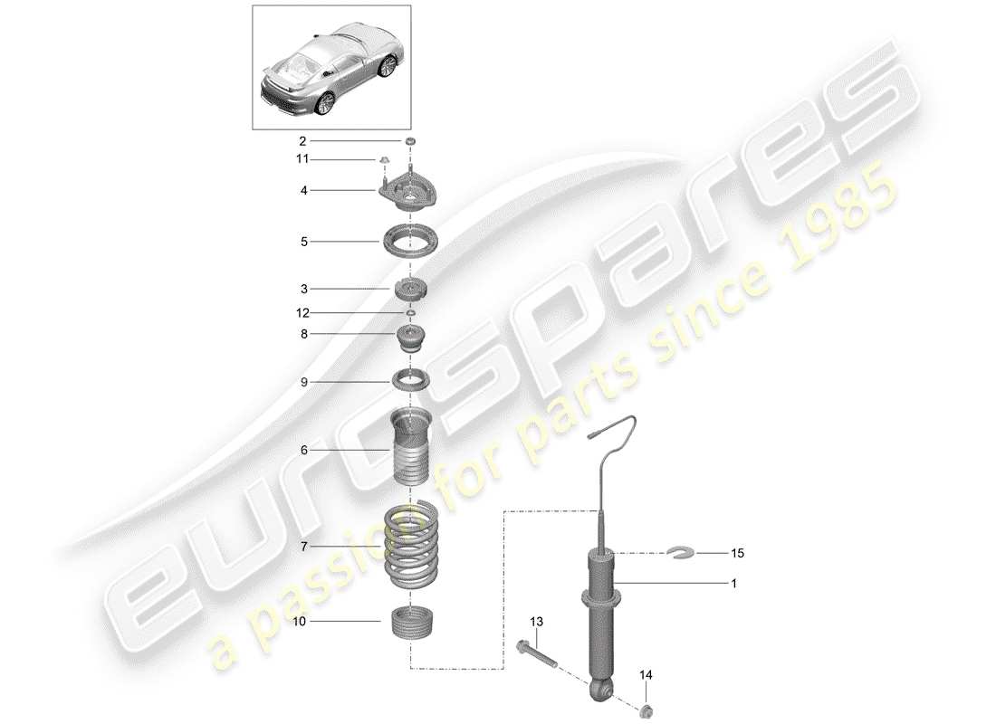 porsche 2019 (991-2 r/gt3/rs) amortisseur schéma des pièces