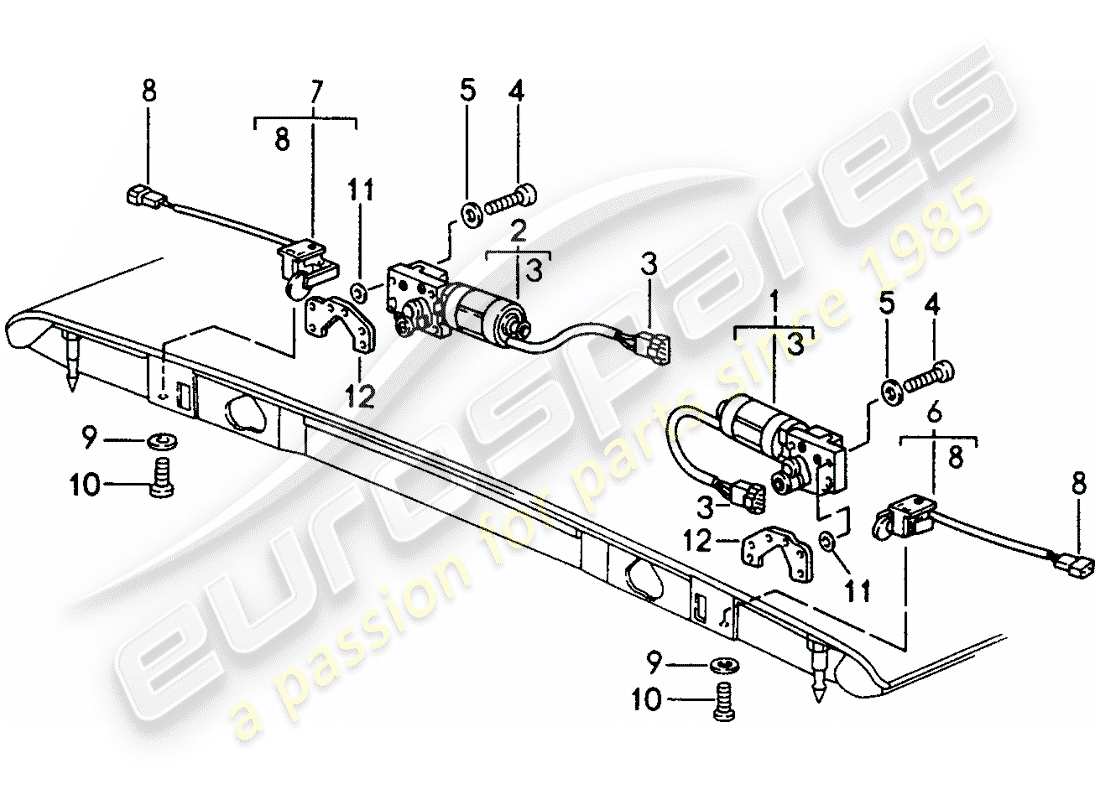 porsche 1998 (993) capot convertible - catch diagramme des pièces