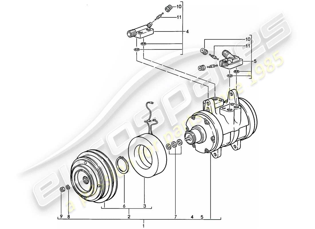 porsche 1983 (928) diagramme des pièces du compresseur