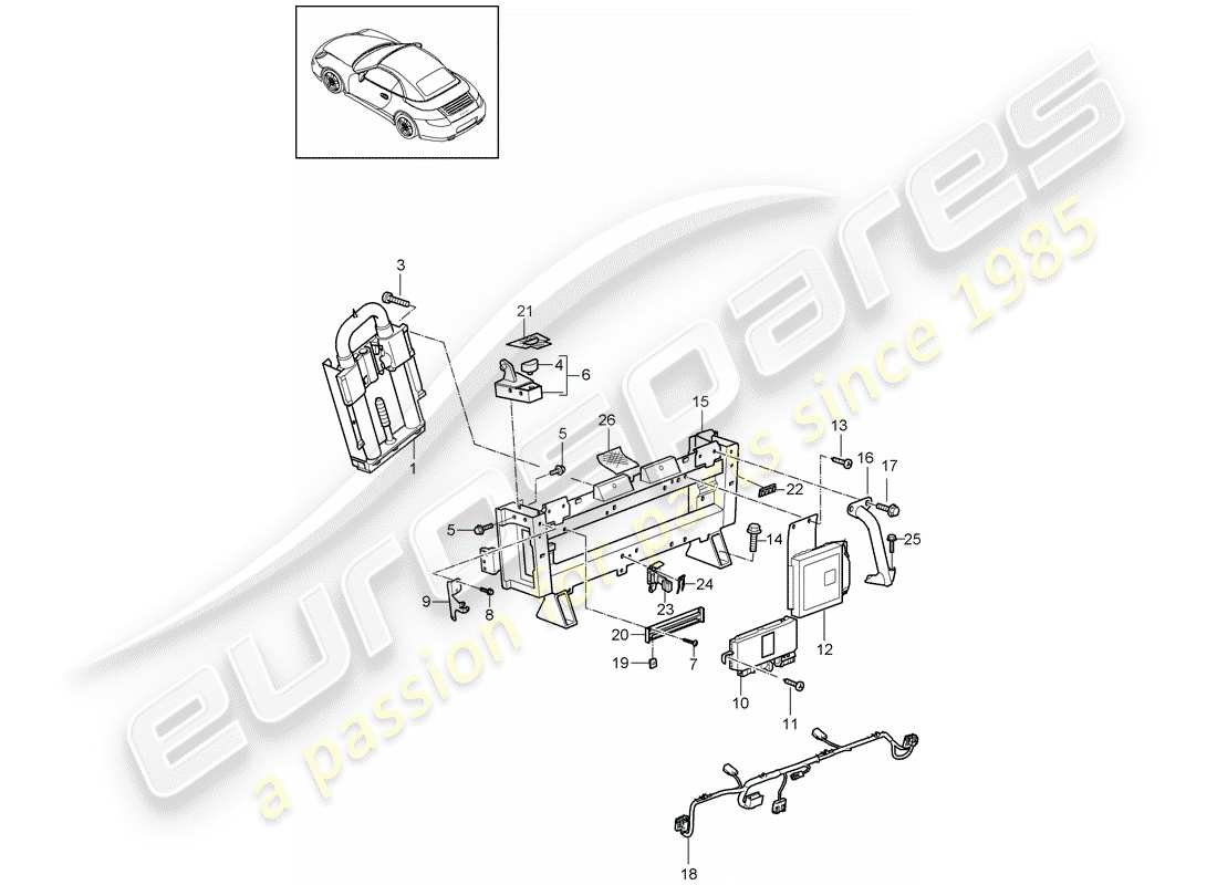 porsche 2011 (997-2) barre de rouleau schéma des pièces