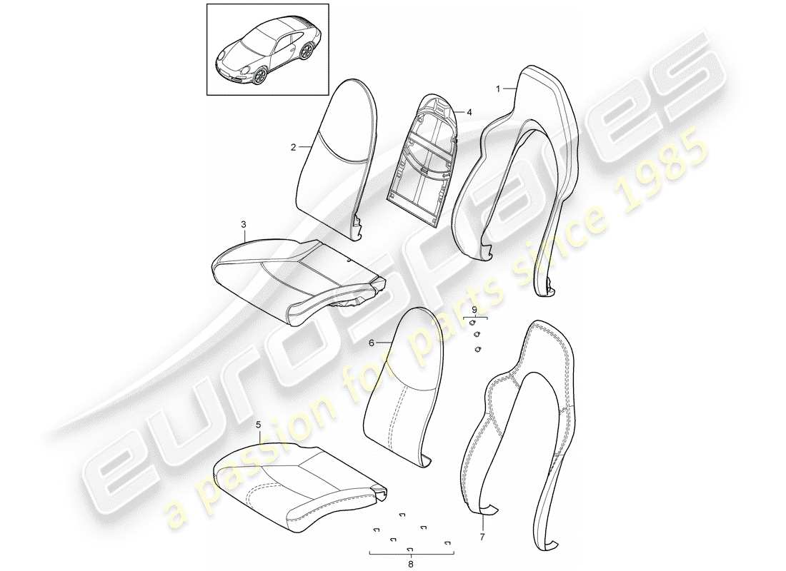 porsche 2011 (997-2) partie en mousse schéma des pièces