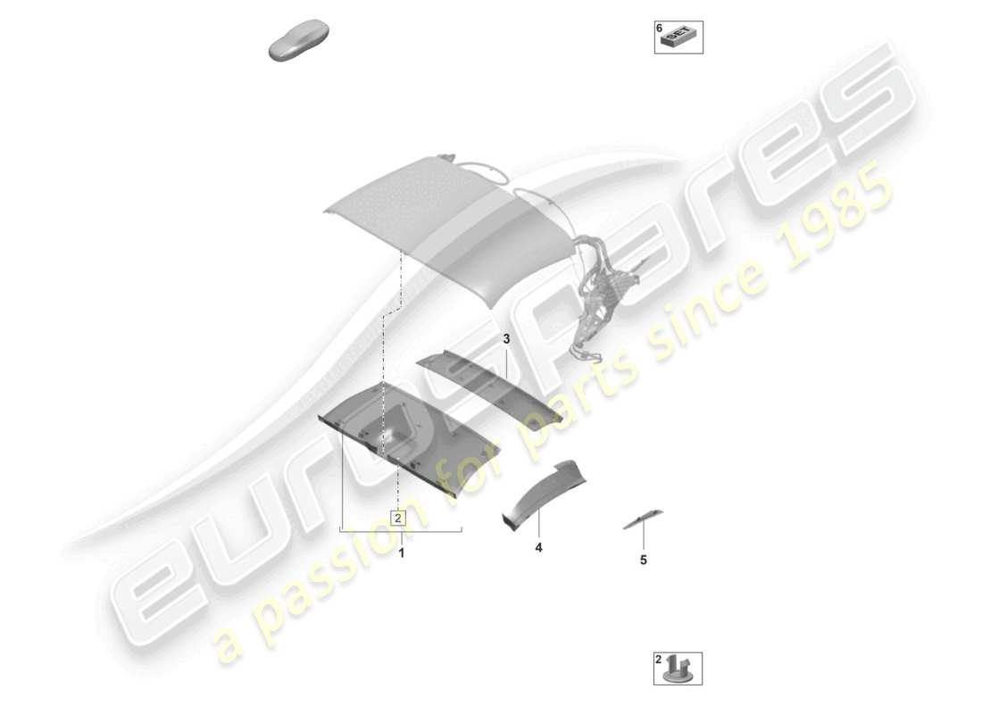 porsche 2019 (992-1) garniture de toit décapotable schéma des pièces