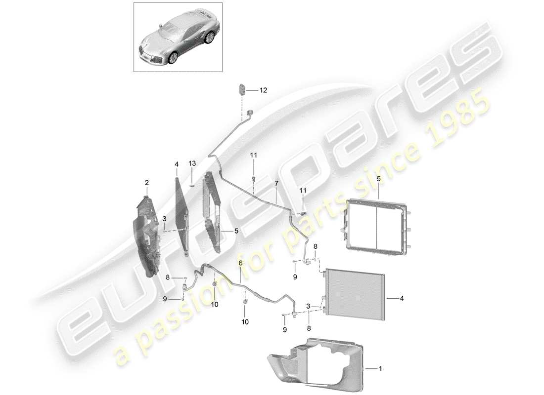 porsche 2016 (991-1 turbo) circuit frigorifique schéma des pièces