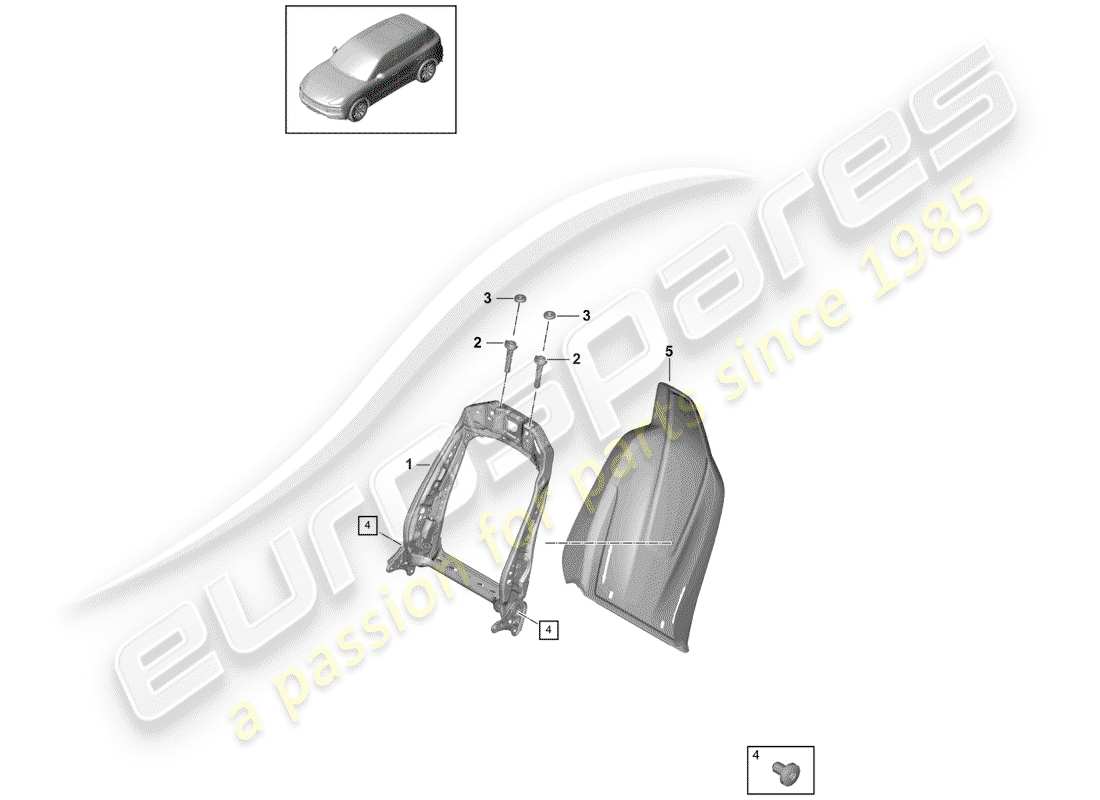 porsche 2018 (cayenne e3 9ya/9yb) cadre - dossier schéma des pièces