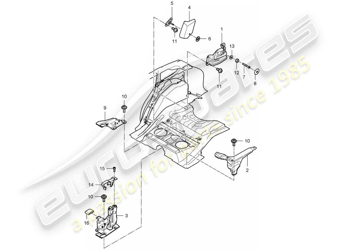 porsche 2008 (cayenne e1 9pa) support de siège schéma des pièces