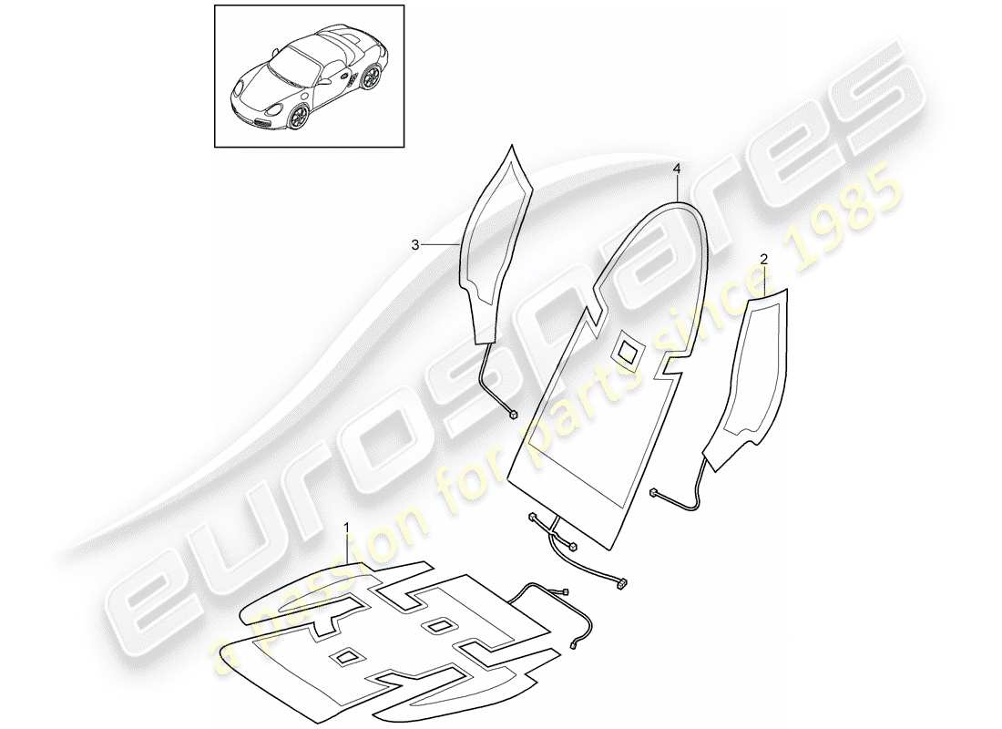 porsche 2010 (987 boxster) chauffage schéma des pièces