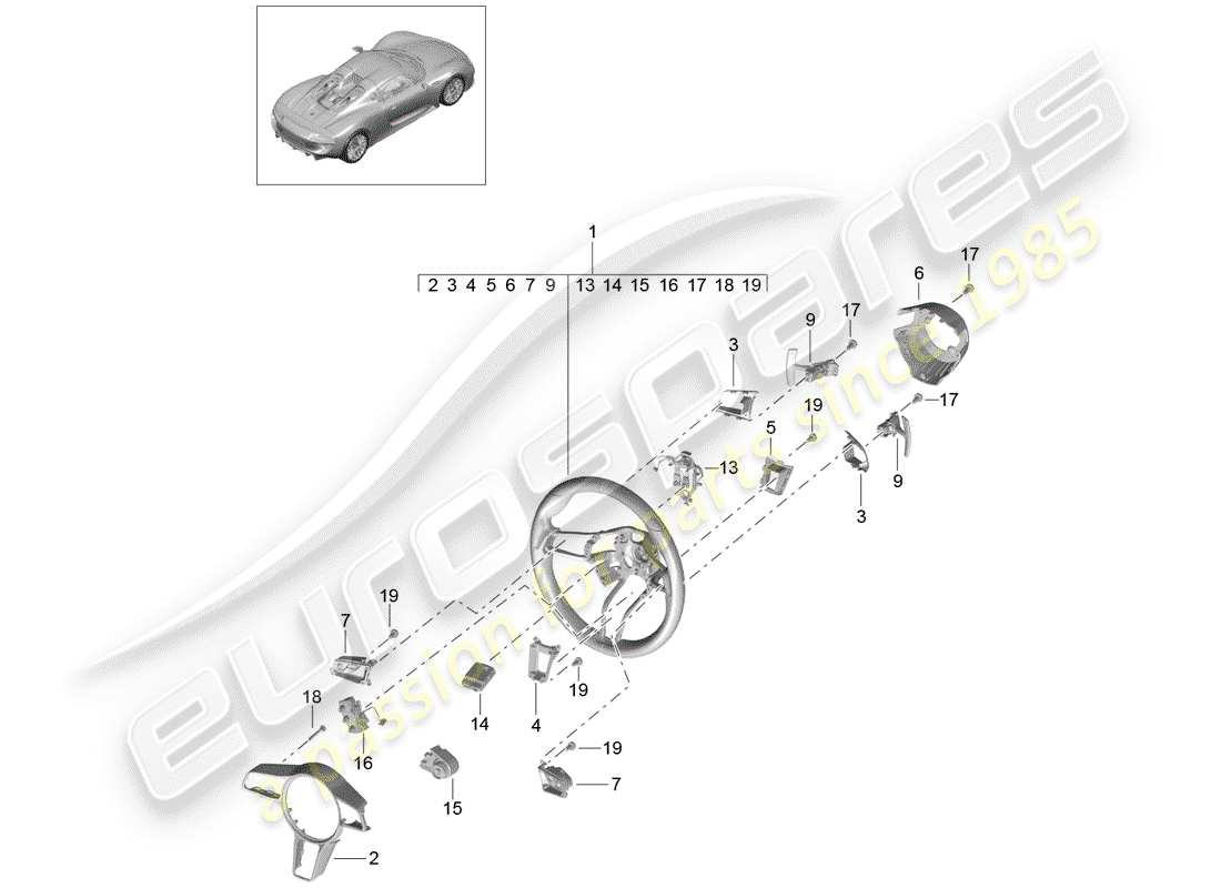 porsche 918 spyder (2015) volants schéma des pièces