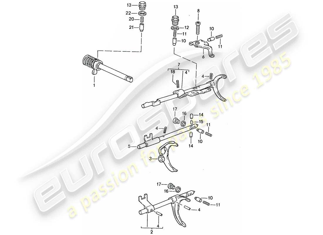 porsche 1990 (944) commande de transmission - pour - boite de vitesses manuelle schéma des pièces